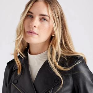 Veste en cuir Nappa véritable pour femme, luxe, cuir véritable lisse, manteau de motard d'hiver, fournisseur en gros OEM - Product Image 4