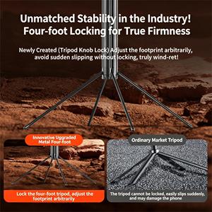 ขาตั้งกล้องแบบ Heavy-Duty ขนาด 6.2 ฟุต พร้อม Gimbal Stabilizer ติดตามใบหน้าอัตโนมัติ ผลิตจากอลูมิเนียมอัลลอยเสริมความแข็งแรง หมุนได้ 360 องศา °   ขาตั้งโทรศัพท์อัจฉริยะติดตามอัตโนมัติ - Product Image 4