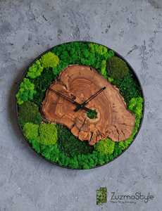 Mossbound Heritage <b>Clock</b> Evergreen Flow Artisan <b>Clock</b> Nature's Passage Wood <b>Clock</b> Verdant Horizon Timepiece Timber wave Moss Art - Product Image 4