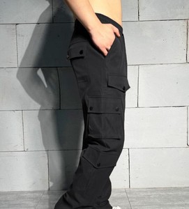 Pantalon cargo léger EMRG pour homme, en velours côtelé imperméable, à jambes larges, avec poche à rabat et cordon de serrage à la taille, 100% coton - Product Image 6