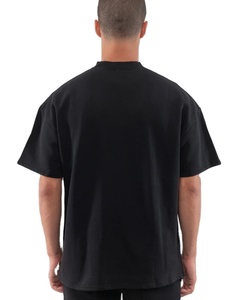 Vente en gros logo personnalisé 300 gm t-shirt noir surdimensionné poids lourd t-shirt pour hommes 100% coton lourd poids bouffant impression t-shirt - Product Image 3