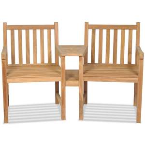 Set da giardino esterno in legno di Teak massello con foro parasole 2 pezzi - Product Image 2