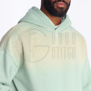 Conjunto de Sudadera con Capucha de Forro Polar Degradado Premium Unisex, Diseño con Pedrería, Chándal Personalizado de Mezcla de Algodón, Conjunto Deportivo Urbano OEM ODM - Product Image 4