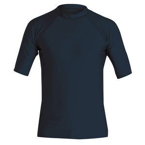 Men's Three Quarter Sleeve Rash Guard Black Quick Dry Polyester Swim Shirt Adult Size - Product Image 3