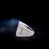 Bague de cocktail de luxe lettre M en argent 925 avec moissanite, sertissage pavé, micro-incrustation, unisexe, pour usage quotidien