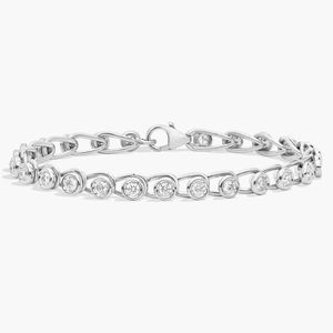 Women's Luxury Natural Diamond Safety Pin Chain <b>Bracelet</b> in White Gold - Product Image 3