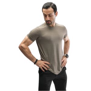 Camiseta de Algodón Color Taupe para Hombre, Manga Corta, Corte Ajustado, Cuello Redondo, Informal, con Logotipo Personalizado, Fabricante OEM, Ropa Deportiva - Product Image 5