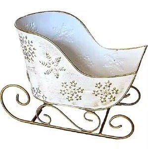 Most Selling Product Metal White Red <b>Santa</b> Sleigh Chair Christmas Occasion Decorative Vehicle Indoor Outdoor <b>Standing</b> Ornament - Product Image 3
