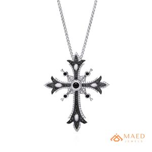 925 Silver Gothic <b>Cross</b> Pendant Iced Hip Hop Charm Necklace <b>Gold</b>/Silver/Rose <b>Gold</b> Plating Religious Jewelry Gift Party Unisex - Product Image 1