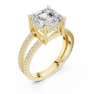 แหวนแต่งงานเพชรแล็บโกรว์ทรงแอสเชอร์ 3.00 กะรัต ทองคำแท้ 14k พร้อมใบรับรอง IGI คุณภาพ E VS1 ขายดี - Product Image 3