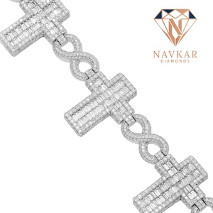 925 VVS Hip Hop Iced Out Sterling <b>Silver</b> Diamond Tennis Bracelet with Stainless Steel Cuban Chain Bracelet Women Jewelry <b>for</b> <b>Men</b> - Product Image 3