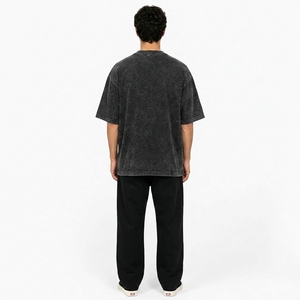Camiseta Unisex de Algodón Grueso con Lavado Ácido, Corte Holgado y Oversize, Cuello Redondo, Manga Corta, 240g, Estilo Urbano, Informal, para Verano y Gimnasio - Product Image 5