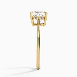 Bague solitaire en moissanite taille coussin or rose avec halo caché - Product Image 2