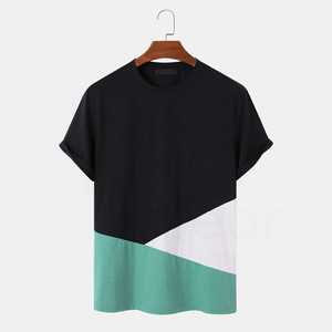 เสื้อยืดโอเวอร์ไซส์ผู้ชาย แขนสั้น ลายเรขาคณิต คอโอ ทรงลำลอง ผ้าถัก - Product Image 1