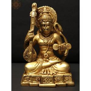 Petite sculpture en laiton Bhakt Hanuman de 5 pouces fabriquée à la main en Inde - Product Image 1