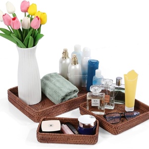 Rattan Serving <b>Tray</b> Rectangular, Handwoven Dark Brown Wicker <b>Tray</b> for Natural Tabletop Organization Wholesale Vietnam - Product Image 3