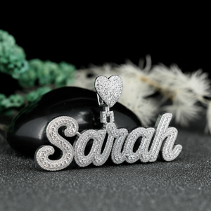 Collier avec pendentif personnalisé en argent sterling 925, pendentif cœur effet diamant, bijoux hip-hop de luxe, vente en gros - Product Image 3
