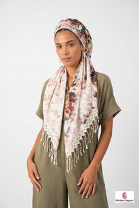 Luxury Custom Printed Silk Square Scarf With Tassel Lightweight Fabric Women Fashion Headscarf OEM Manufacturer Supply - Product Image 6