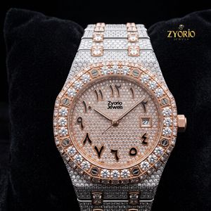 Montre de luxe pour homme en moissanite et diamants, en argent sterling 925, personnalisée, style hip-hop, automatique, mécanique, or rose, deux couleurs - Product Image 2