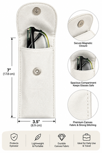Étui à lunettes classique en toile blanche, écologique, léger, en tissu durable, pour les voyages, l'usage quotidien, rangement portable d'outils - Product Image 5