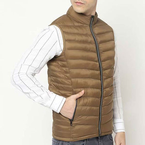 Chaqueta sin mangas acolchada marrón para hombre, talla grande, de invierno, con cremallera, cuello alto, cortavientos, relleno de poliéster, informal, para otoño - Product Image 4