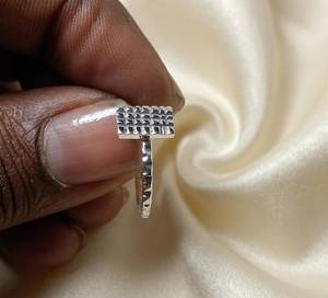 <b>925</b> Sterling <b>Silver</b> Geometric Grid <b>Ring</b> Minimalist Square Pattern <b>Ring</b> Handmade Modern Contemporary Grid Jewelry For Women - Product Image 2