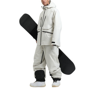 Conjunto de Chaqueta y Pantalones de Esquí Impermeables para Hombre, Traje de Snowboard con Capucha, Ropa de Nieve con Cierre, Color Blanco Hueso - Product Image 5