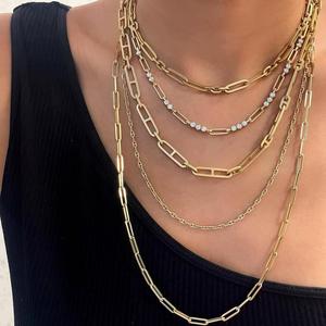 Paperclip Oblong Link Chain High Polish Chunky Statement Layering <b>Necklace</b> Factory Price Wholesale 14K 18K <b>Solid</b> Gold 5.8mm Big - Product Image 2