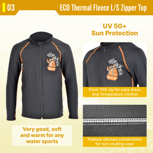 Veste thermique en polaire recyclée Aropec ECO pour enfants, fermeture éclair sur le devant, UPF 50+, extensible, séchage rapide, haut de gamme pour sports nautiques, OEM/ODM - Product Image 4