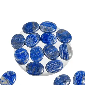 Pierre de méditation ovale en lapis-lazuli naturel, sculptée, polie, bleue, pierre de poche, pierre de méditation, vente en gros - Product Image 3