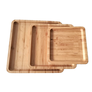 Square Wooden Bamboo <b>Circle</b> <b>Tray</b> for Coffee Table, Food, Ottoman - Product Image 4