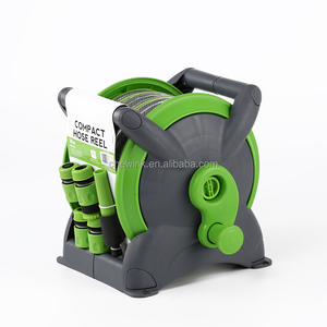 Enrouleur de tuyau de jardin portable anti-UV en plastique durable avec tuyau en PVC, pression de 100 psi - Product Image 2