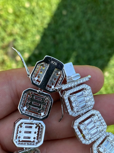 Luxury Emerald Cut Moissanite Bracelet Iced Out Square Link White Gold Finish Statement Hip Hop Jewelry <b>for</b> <b>Men</b> Women - Product Image 4