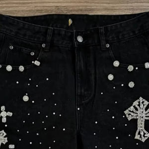 Short en jean pour homme, tendance, très demandé, avec strass, dernier design, haute qualité, respirant et confortable - Product Image 2