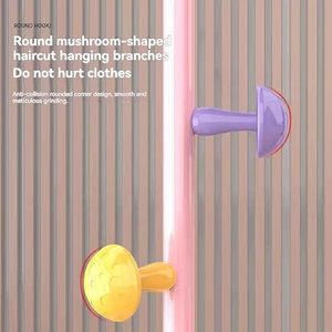 Modern Standing Coat <b>Rack</b> With Colorful Hooks Pink Base And Pastel Top For Living Room Storage Holders - Product Image 5