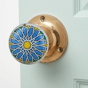 Poignée de porte moderne en céramique avec insert en porcelaine motif étoile bleue, durable, écologique et réglable pour armoire, bar et chambre à coucher - Product Image 6