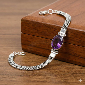 Bracelet ajustable Samrat Jewels en argent plaqué 925, fait main, style bohème, avec chaîne à maillons, pour femme, serti de topaze bleue taille poire - Product Image 2