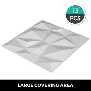 Set di 13 Pannelli 3D in PVC Bianco Diamantato 50x50 cm per Decorazione Pareti Interne, Piastrelle 3D Texturizzate, 32 Piedi Quadrati - Product Image 6