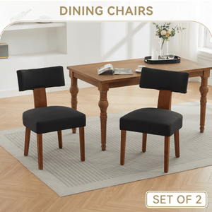 Juego de 2 Sillas de Comedor Modernas de Lino sin Brazos con Respaldo Curvo y Patas de Madera Maciza para Comedor y Sala de Estar 064 - Product Image 2