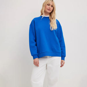 Sudadera Oversize 100% Algodón para Mujer, Sudadera Lisa de Cuello Redondo Estilo Urbano para Mujer, Venta al por Mayor, Personalizable - Product Image 1