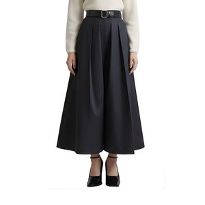 Pantalon taille haute plissé à jambes larges pour femme, élégant, coupe ample, longueur cheville, idéal pour le bureau, sur mesure - Product Image 3