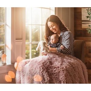 Premium Solid Aubergine 50\" X 65\" Faux Long Fur <b>Throw</b> Blanket Soft and Fuzzy <b>for</b> Bed or <b>Couch</b> - Product Image 6