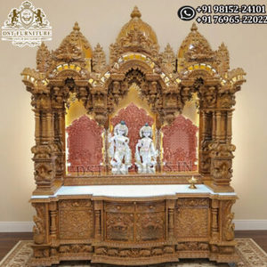 Buy Teak Wood Home Temple/<b>Mandir</b> Designer Door Temple with Natural Teak Wooden Polish Elegant Home Temple Designs - Product Image 2