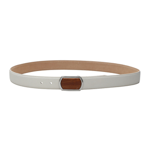 <b>White</b> Genuine <b>Leather</b> Formal Belt With Silver Rectangular Pin Buckle Solid Color Men's <b>Dress</b> Accessory - Product Image 4