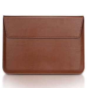 Housse pour ordinateur portable en cuir véritable marron, cuir de vachette - Product Image 1
