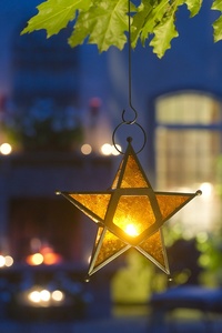 Classical Design Metal and Glass Tealight Holder Decorative Xmas <b>tree</b> hanging star decor for holiday & home - Product Image 5