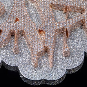 Joyería para Raperos, Collar de Plata de Ley 925 con Moissanita para Hombre, Moderno, Certificado, en Oro Rosa de Dos Tonos, Cierre de Corazón, Letra con Nombre Personalizado - Product Image 5