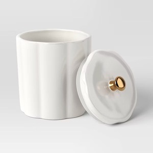 Elegant Ceramic Storage Canister Gold Accent Lid Sculpted Design Airtight <b>Kitchen</b> Jar Luxury Counter Organizer Premium <b>Decor</b> - Product Image 3