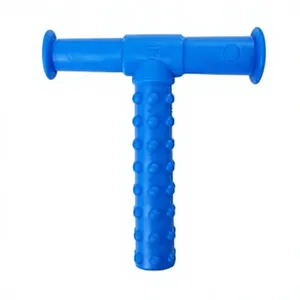 Barra de Masaje de Silicona en Forma de T Azul con Mango Texturizado, Herramienta de Integración Sensorial para el Cuidado de la Salud en el Hogar y Hospital - Product Image 1