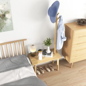 Tavolino 2-in-1 in Legno Massello con Appendiabiti, Tavolino Versatile con Soluzione di Archiviazione - Product Image 6